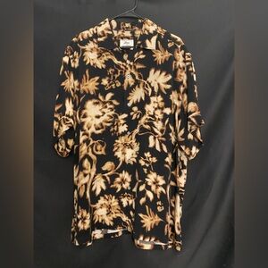 Brioni Black and Tan Floral Button Down Shirt
